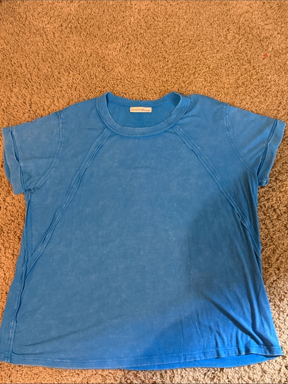 Zenana Outfitters Blue Short Sleeve Crewneck Tee